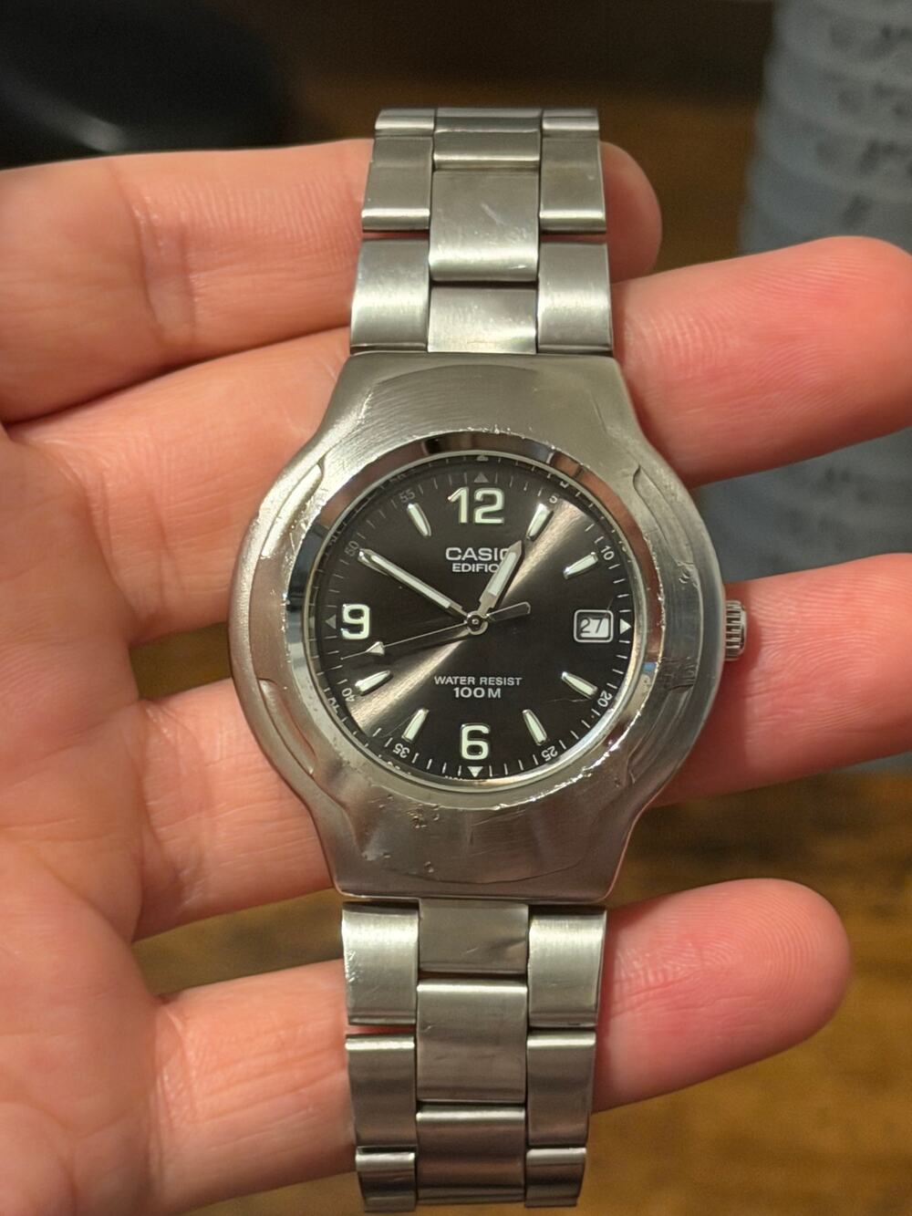 Casio Edifice EF-104 Black Dial Stainless Steel 100M Men’s Quartz Watch